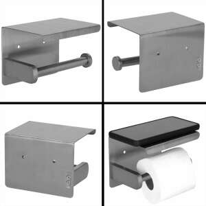 Kollázs Springos ezüst WC-papír tartókról polccal és anélkül - Springos