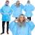 Springos oversized wearable blanket hoodie in blue, front and back view, with model wearing it