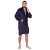 Springos men's dark blue fleece bathrobe, front view