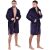 Springos Men's Dark Blue Fleece Robe Full View