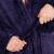 Close-up of Springos Men's Dark Blue Fleece Robe Belt