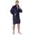 Springos men's dark blue fleece bathrobe, M/L size, front view