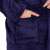 Springos men's dark blue fleece bathrobe, M/L size, close-up of the pocket