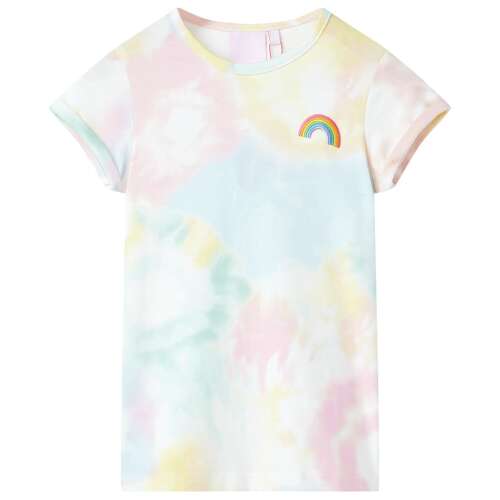 vidaXL Szivárványos Tie Dye Gyerek Póló, 116-os méret, színes, rövid ujjú, hétköznapi viselet - Divat és öltözködés