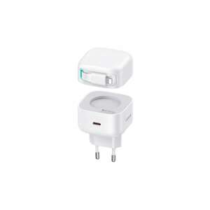 USAMS CC209TC02 35W GaN USB-C wall charger with Lightning cable, white - USAMS