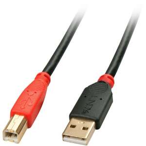Lindy 42761 USB A to USB B cable, 10 meter, black and red - Data Cable