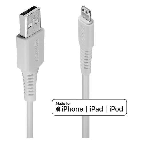 LINDY USB-ről Lightning kábel, fehér, 0,5m, iPhone, iPad, iPod készülékekhez - Lightning kábel