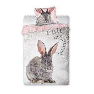 Posteľná bielizeň Nyuszis s roztomilým zajačím dizajnom, obsahuje obliečku na prikrývku a obliečku na vankúš - Posteľné prádlo - pre mládež a dospelých