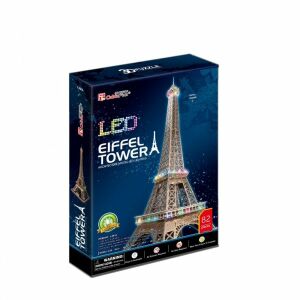 CubicFun 3D LED Eiffel torony puzzle, 82 darabos, építészeti modell világítással - Puzzle & Kirakó
