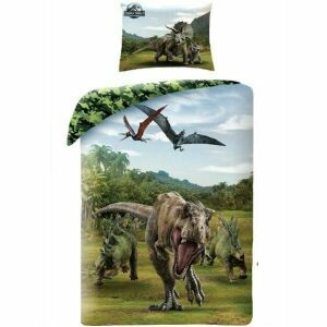 Set de lenjerie de pat Jurassic World cu dinozauri. Husă de pilotă și față de pernă cu tematică dinozauri. - Lenjerie de pat - tineri și adulți