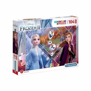 Clementoni Jégvarázs 2 puzzle, 104 darabos, Anna, Elsa és Olaf szereplésével - Clementoni Puzzle