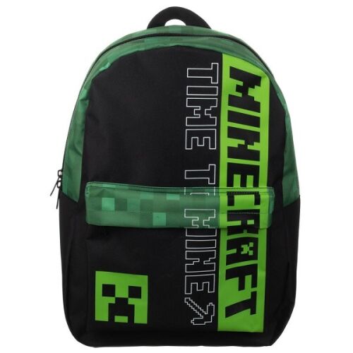 Rucsac Minecraft Time to Mine, design negru și verde Creeper