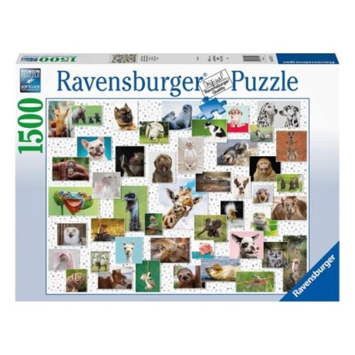 Ravensburger 1500 darabos puzzle vicces állatok kollázsával.