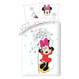 Set lenjerie de pat Minnie Mouse cu păpădie, husă de pilotă și față de pernă cu tematică Disney - Lenjerie de pat - tineri și adulți