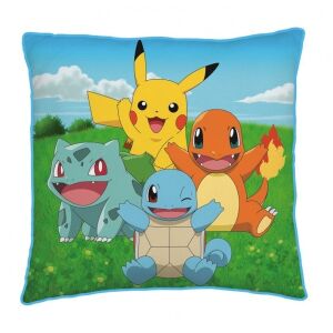 Pokemon párna Pikachuval, Charmanderrel, Squirtle-lel és Bulbasaurral - Díszpárna