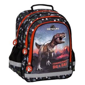 Ghiozdan școlar Derform Big T-Rex cu dinozaur pentru băieți - Derform