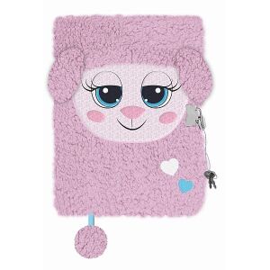 Majewski Rózsaszín Bárány Szőrmés Napló Lakattal A5 - St. Majewski