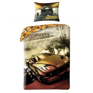 Posteľná bielizeň Fast & Furious Zlaté pretekárske auto - Obliečka na prikrývku a obliečka na vankúš - Posteľná bielizeň