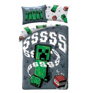 Set lenjerie de pat Minecraft Creeper, 140x200 cm, cu Creeper și bloc TNT - Lenjerie de pat - tineri și adulți
