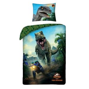 Lenjerie de pat Jurassic World Camp Cretaceous Escape cu T-Rex și Velociraptor - Lenjerie de pat - tineri și adulți