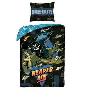 Set lenjerie de pat Call of Duty Reaper Air, cu un secerător de desene animate pe un avion. Include husă de plapumă și față de pernă. - Lenjerie de pat - tineri și adulți