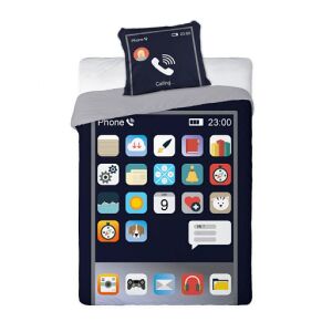 Súprava posteľnej bielizne Smartphone - Inovatívny obliečka na prikrývku a obliečka na vankúš s dizajnom telefónnej obrazovky, ideálne pre tínedžerov - Posteľné prádlo - pre mládež a dospelých