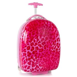 HEYS pink leopard print 2-wheel kids suitcase, perfect for travel - Kids' Suitcase