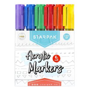 Starpak 6 színű akril filctoll készlet, 2mm-es heggyel - Rajzeszköz