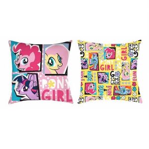 Én kicsi pónim 40x40 cm díszpárna Pinkie Pie, Fluttershy és Twilight Sparkle szereplőkkel - Díszpárna