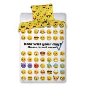 Posteľná bielizeň Emojis 140x200 cm, obliečka na paplón a obliečka na vankúš s motívom emoji - Posteľná bielizeň