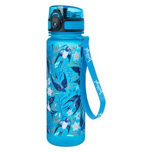 Fľaša na vodu Baagl Birdie Tritan 500ml, Modrá s Vzorom Vtákov a Kvetov - Preprava jedla a nápojov