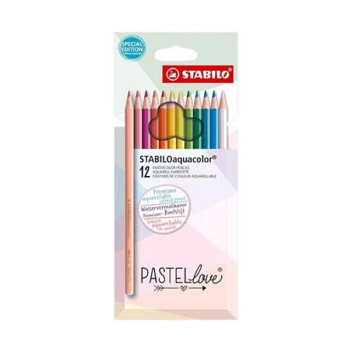 Stabilo Aquacolor pasztell akvarell ceruzák, 12 darabos készlet