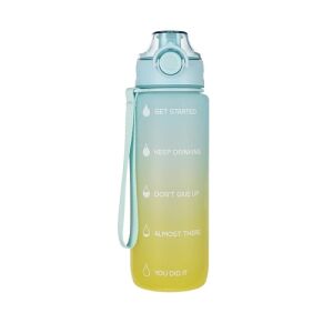 Starpak Tritán Motivációs Kulacs - 750 ml, kék és sárga ombre design motivációs feliratokkal - Starpak