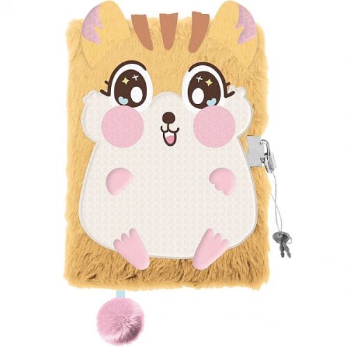 Szőrmés A5 hörcsögös napló zárral és kulccsal