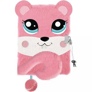 Mókusos szőrmés napló A5, rózsaszín szőrös mókusos napló zárral és kulccsal - St. Majewski