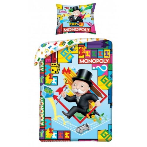 Monopoly mintás ágyneműhuzat szett, pamut paplanhuzat és párnahuzat - Otthon és kert