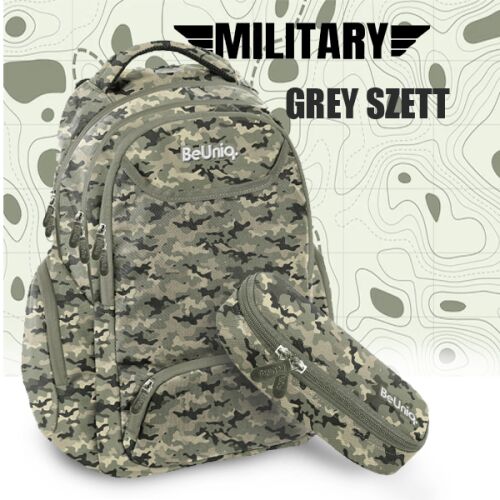 Paso BeUniq Grey Camouflage School Bag Backpack Set for Boys
