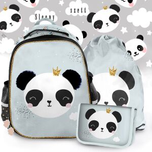 Paso Sleepy Panda ergonomikus iskolatáska szett hátizsákkal és tolltartóval - Paso