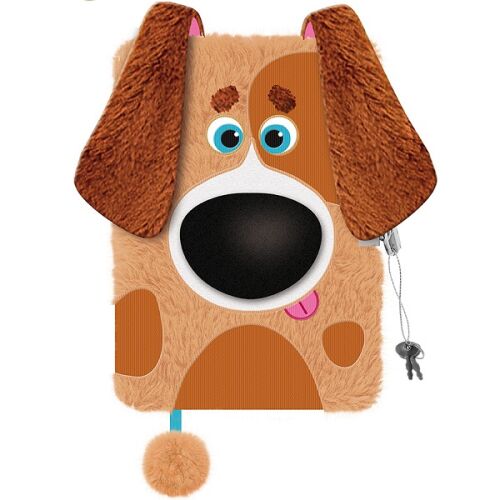 Bernát kutya plüss napló A5 3D kutyás mintával és zárral