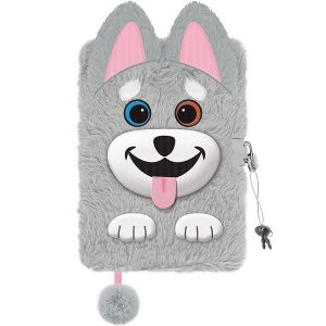 Plüss Husky Kutya Napló A5 Zárral és Kulccsal, Aranyos Szőrös Napló Gyerekeknek - St. Majewski