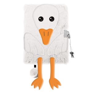 Majewski Plüss napló 3D Liba A5, szőrös libás napló zárral és kulccsal - Napló