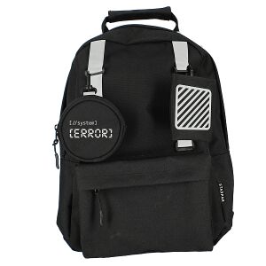 Starpak black 'Error' backpack for boys, school bag with decorative pockets - Starpak