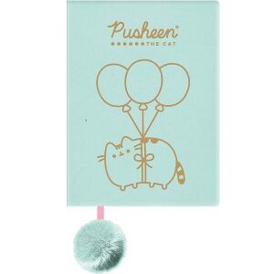 Pusheen Cat plüss napló - Aranyos türkiz notesz Pusheen macska mintával és pompom könyvjelzővel. - Napló