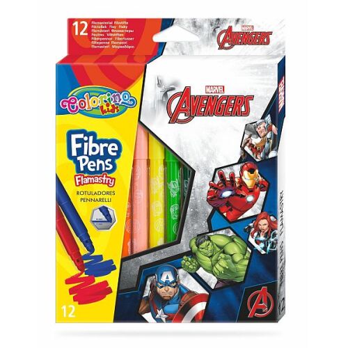 Colorino Avengers Kimosható Filctoll Készlet - 12 szín. Tökéletes gyerekeknek rajzoláshoz és színezéshez. Marvel Avengers karakterekkel.