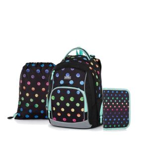 OXYBAG polka dot school bag set including backpack, pencil case, and gym bag - School bag set