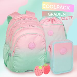 Coolpack Gradient Strawberry Jerry-S school bag set including backpack, pencil case, and gym bag - School bag set