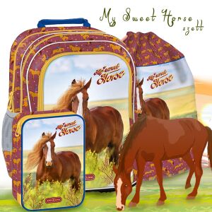 Ars Una My Sweet Horse school bag set with backpack, pencil case, and gym bag - School bag set