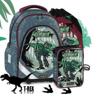 Ars Una T-Rex 3-dielna súprava školskej tašky: ergonomický batoh, peračník, taška na telocvik - Ars Una