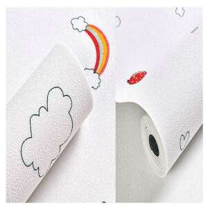 Dollcini, Tapeta samolepiaca tapeta s 3D bridlicovým efektom, štýlová tapeta s potlačou, vodeodolná, vhodná na steny, spálne, Biele hviezdy