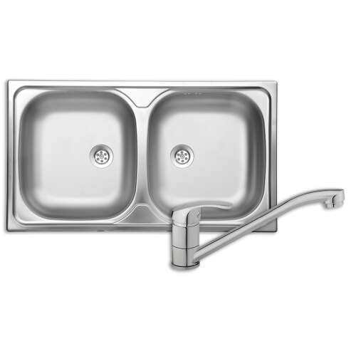 LIVINOX EC-113 kétmedencés rozsdamentes mosogató, EVIDO SMART csapteleppel 97021561